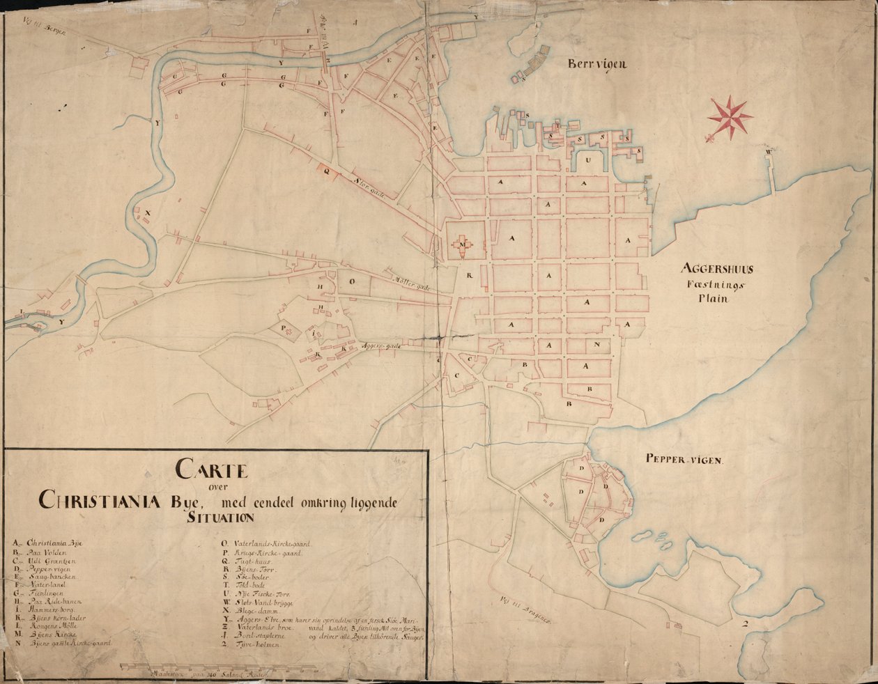 Carte de la collection de cartes de la Bibliothèque nationale. Publiée en 1649 et montre Christiania - Geelkerck