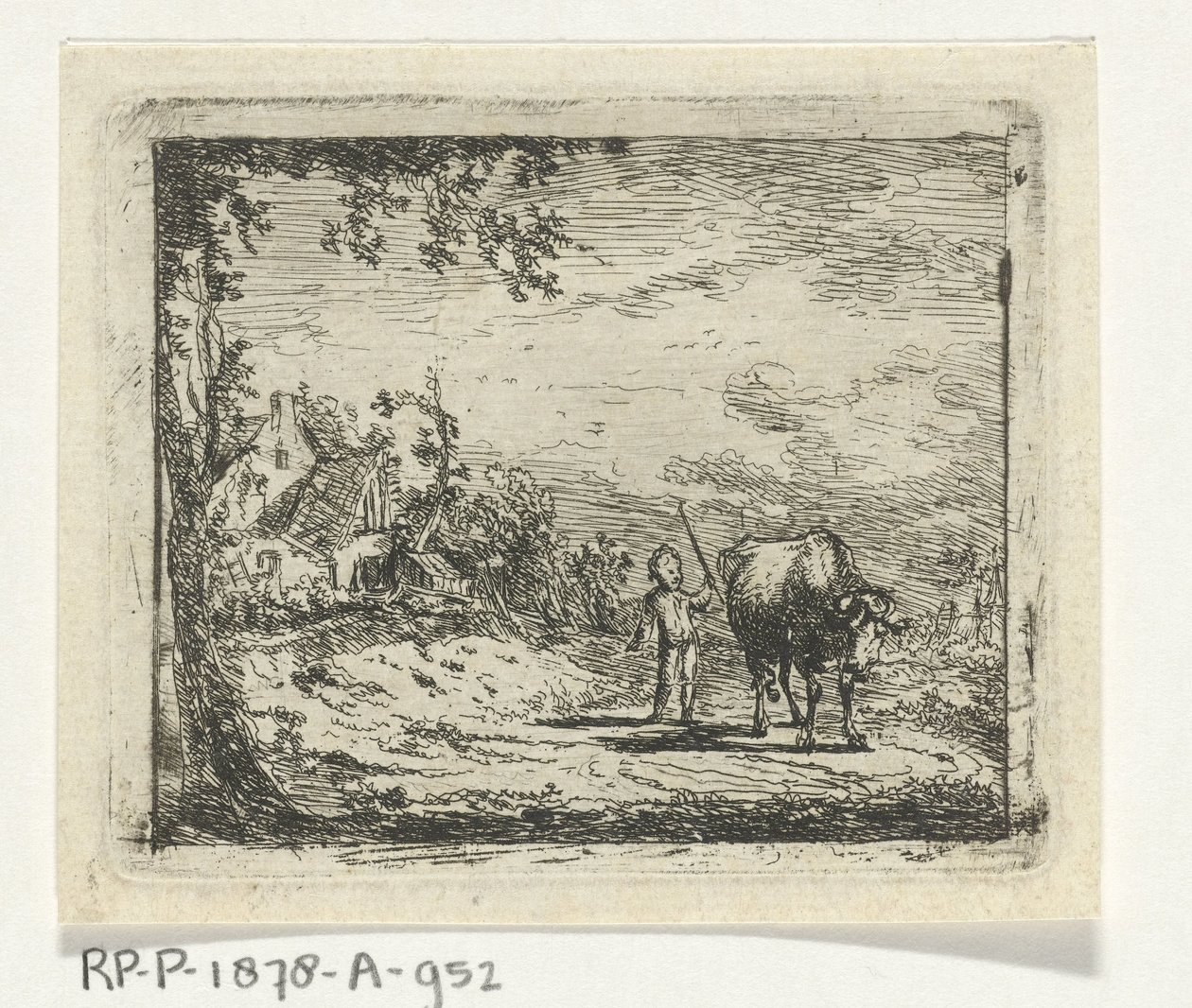 Paysage avec putto et vache - Geerlig Grijpmoed