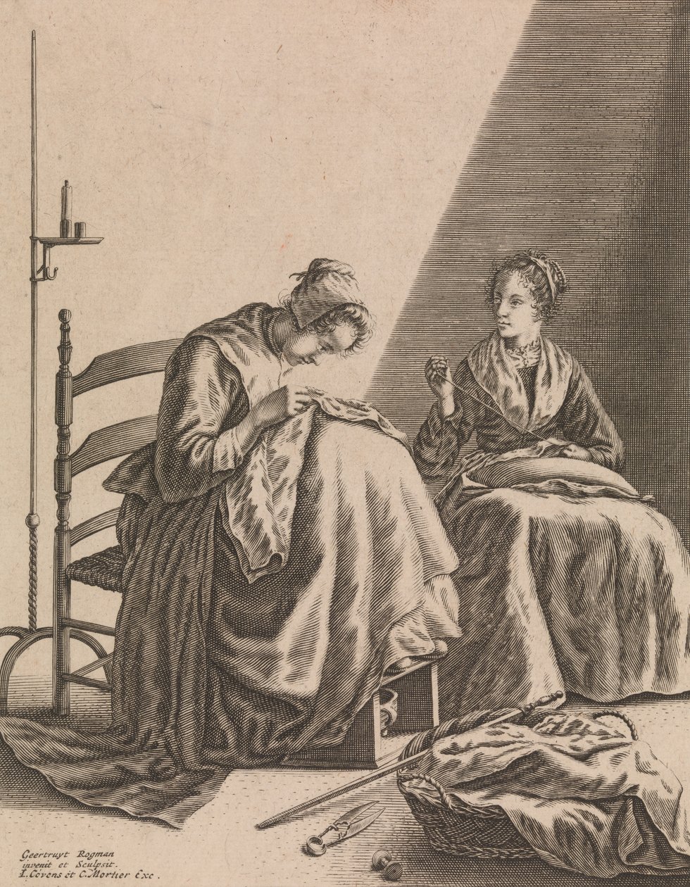 Deux femmes cousant, Planche 1 de Cinq occupations féminines, vers 1640-57 - Geertruydt Roghman