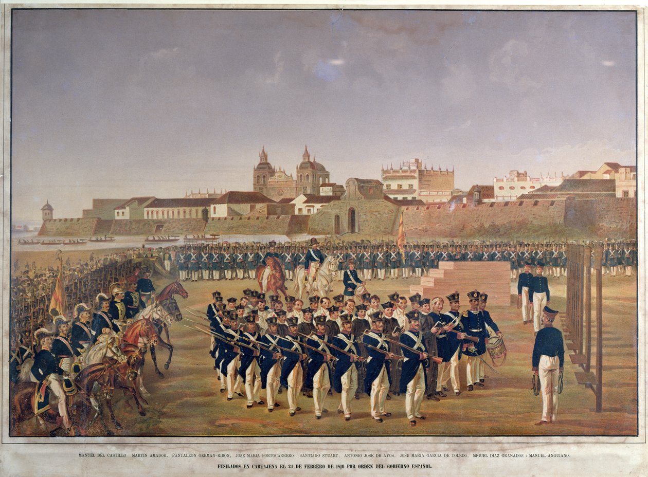 La fusillade de Pantaleon German de Ribon et de ses 8 compagnons à Carthagène le 24 février 1816 - Generoso Jaspe
