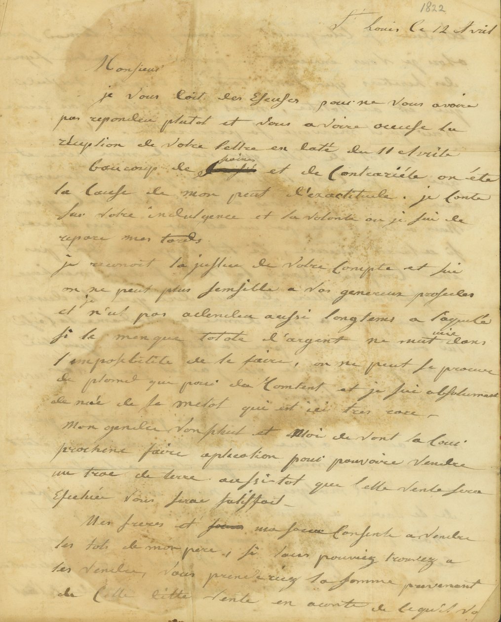 Lettre de Rosalie Saugrain à P. R. Bureau - Genevieve Rosalie Michau Saugrain