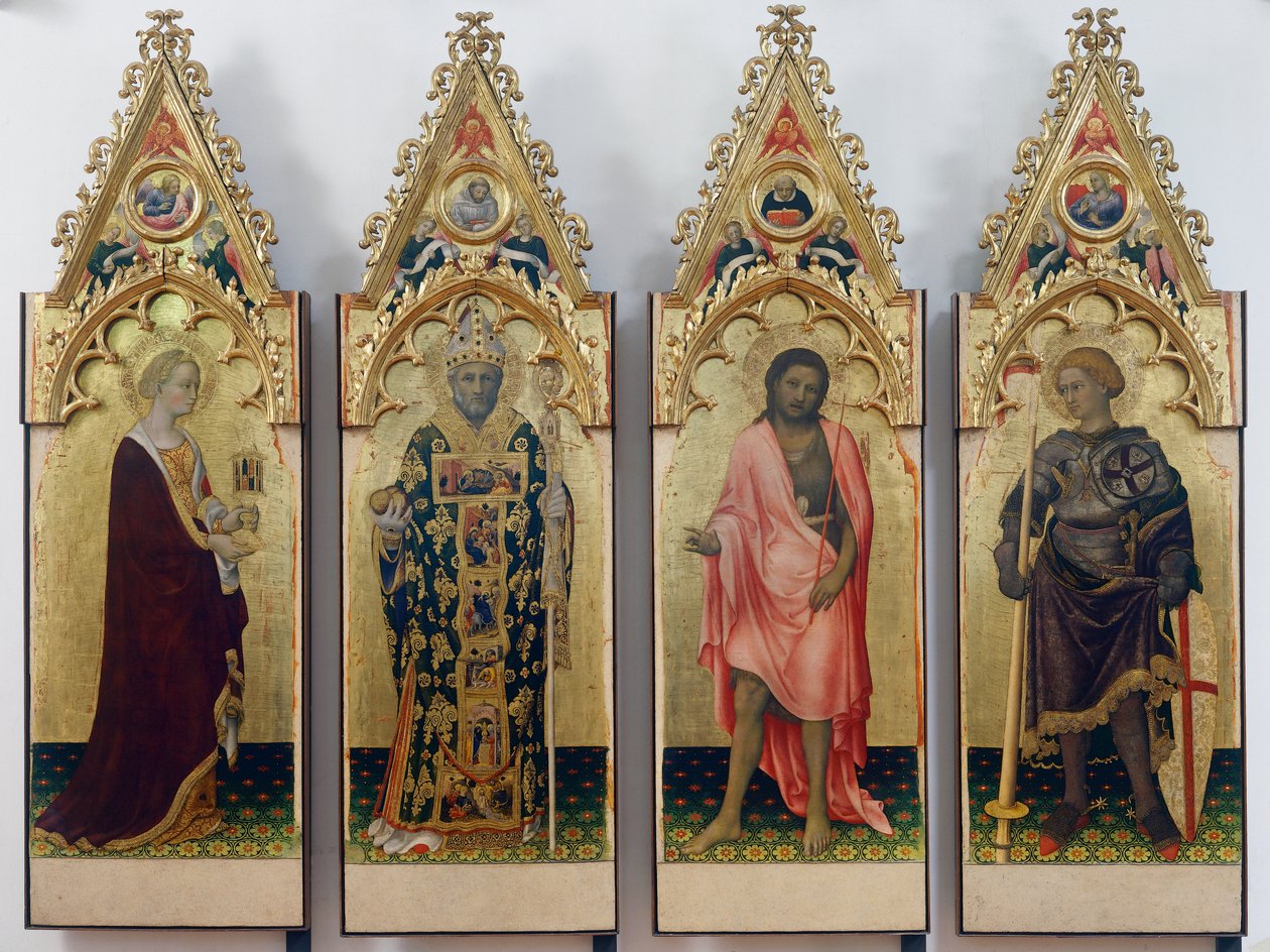 Quatre saints du Polyptyque de Quaratesi, Sainte Marie-Madeleine, Saint Nicolas de Bari, Saint Jean-Baptiste et Saint Georges - Gentile da Fabriano
