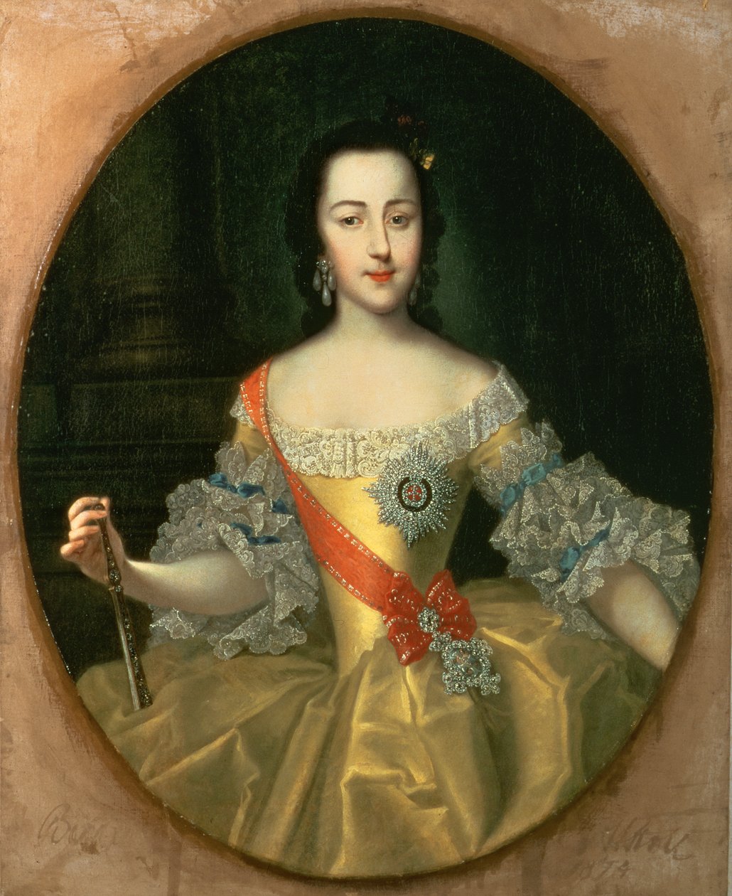 Portrait de la Grande-Duchesse Yekaterina Alexeïevna, plus tard Catherine II, vers 1745 - Georg Christoph Grooth