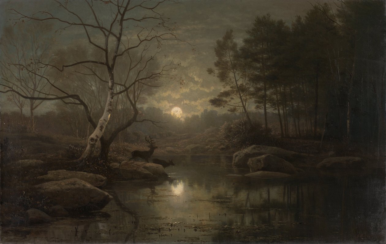Paysage forestier au clair de lune - Georg Eduard Otto Saal