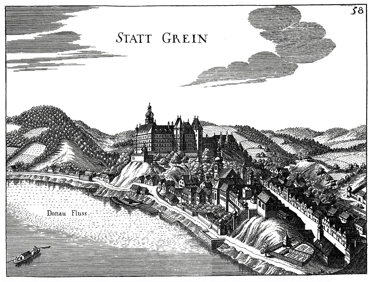 Vue de la ville de Grein - Georg Matthaus Vischer