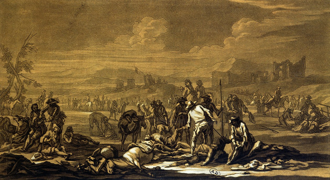 Après la bataille, 1695, gravé par Christian Rugendas vers 1740 - Georg Philipp I Rugendas
