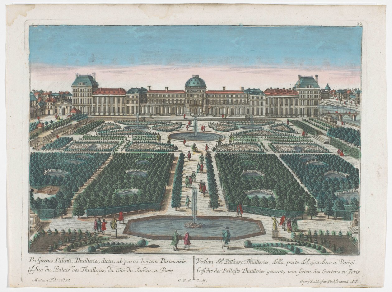 Vue du Palais des Tuileries à Paris depuis le Jardin des Tuileries - Georg Balthasar Probst