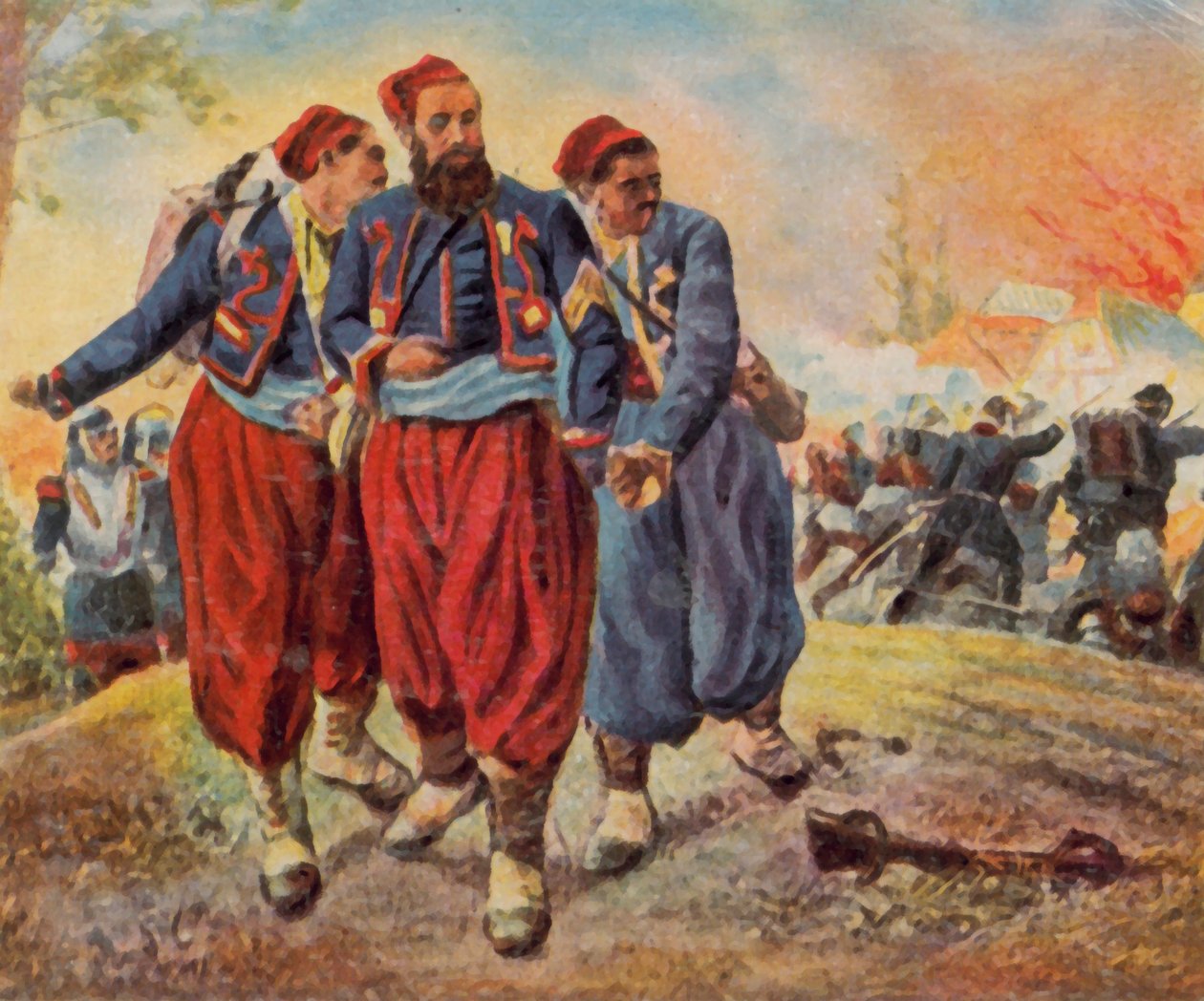 Turkos capturé près de Wörth, 6 août 1870 (lithographie couleur améliorée) - Georg Bleibtreu