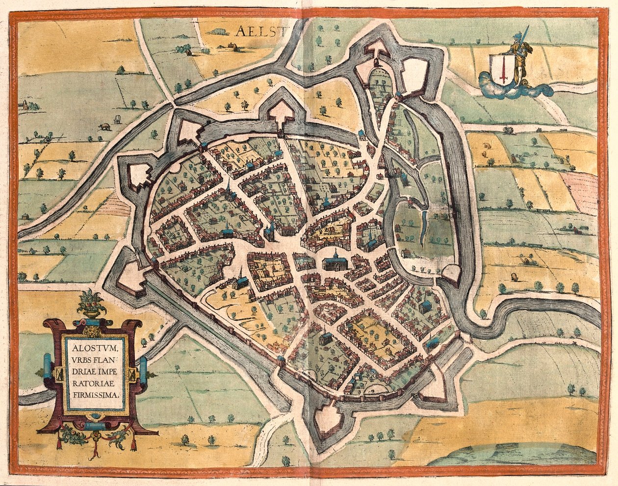 Aalst, Belgique - dans "Civitates Orbis Terrarum" de Georg Braun, Cologne 1617 - Georg Braun