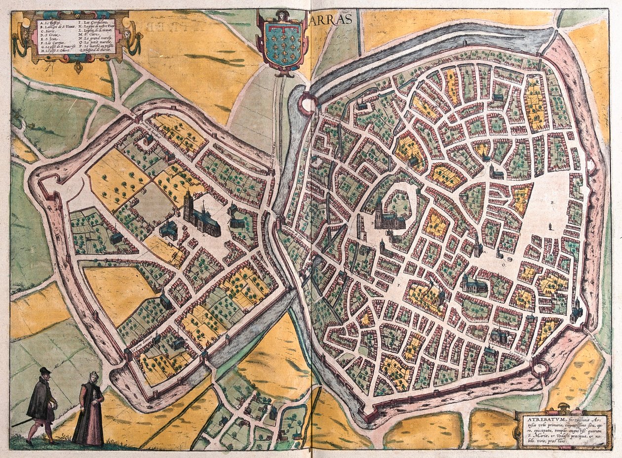 Arras, Calais - Nord de la France - dans "Civitates Orbis Terrarum" de Georg Braun, Cologne 1617 - Georg Braun