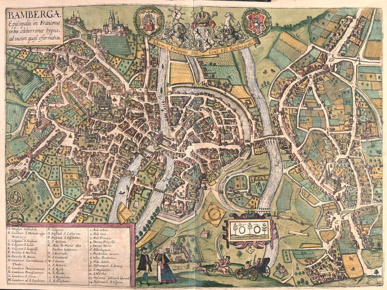 Bambergen, Allemagne - dans "Civitates Orbis Terrarum" de Georg Braun, Cologne 1617 - Georg Braun