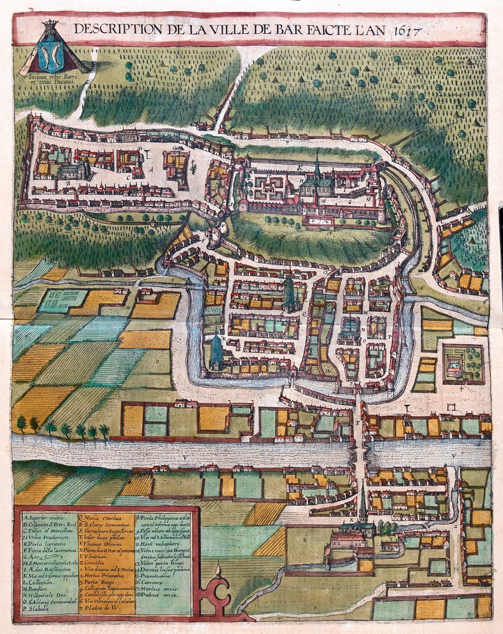 Bar le Duc, France - dans "Civitates Orbis Terrarum" de Georg Braun, Cologne 1617 - Georg Braun