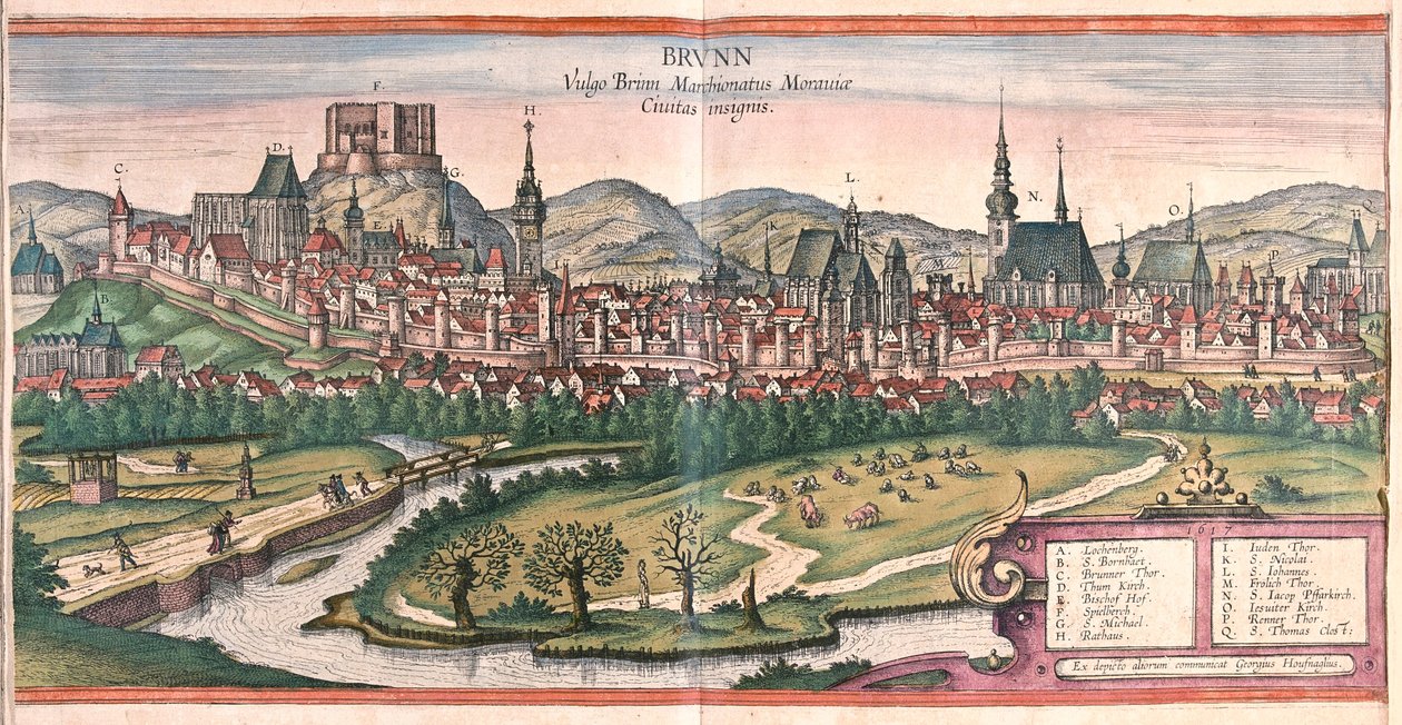 Brno (Moravie), République tchèque - dans "Civitates Orbis Terrarum" de Georg Braun, Cologne 1617 - Georg Braun