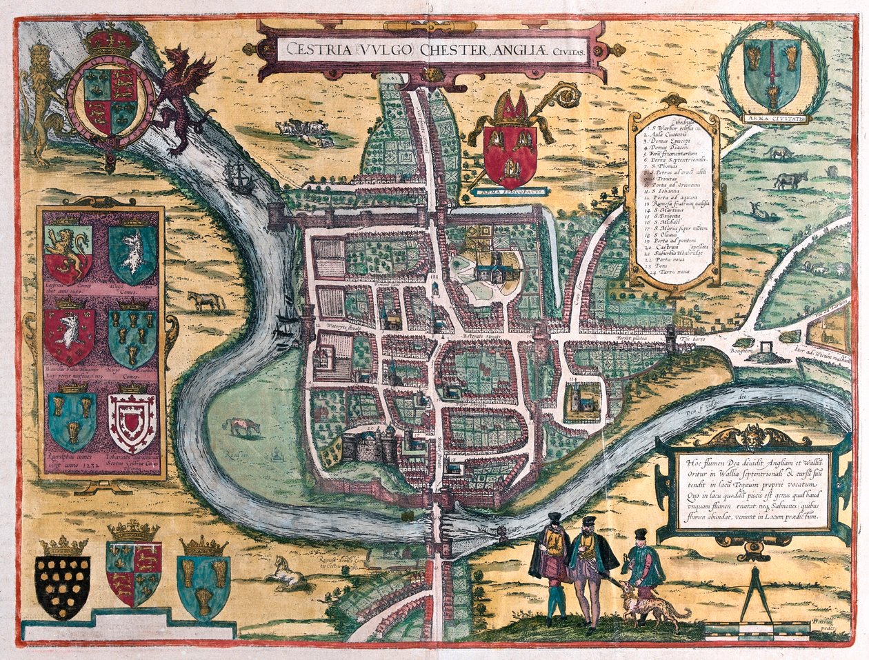 Chester - Grande-Bretagne, dans "Civitates Orbis Terrarum" de Georg Braun, Cologne 1617 - Georg Braun