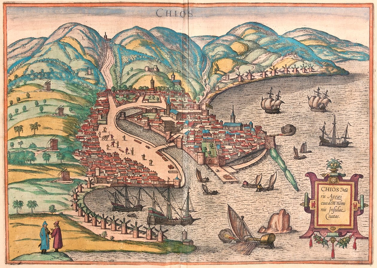 Chios, Grèce - dans "Civitates Orbis Terrarum" de Georg Braun, Cologne 1617 - Georg Braun