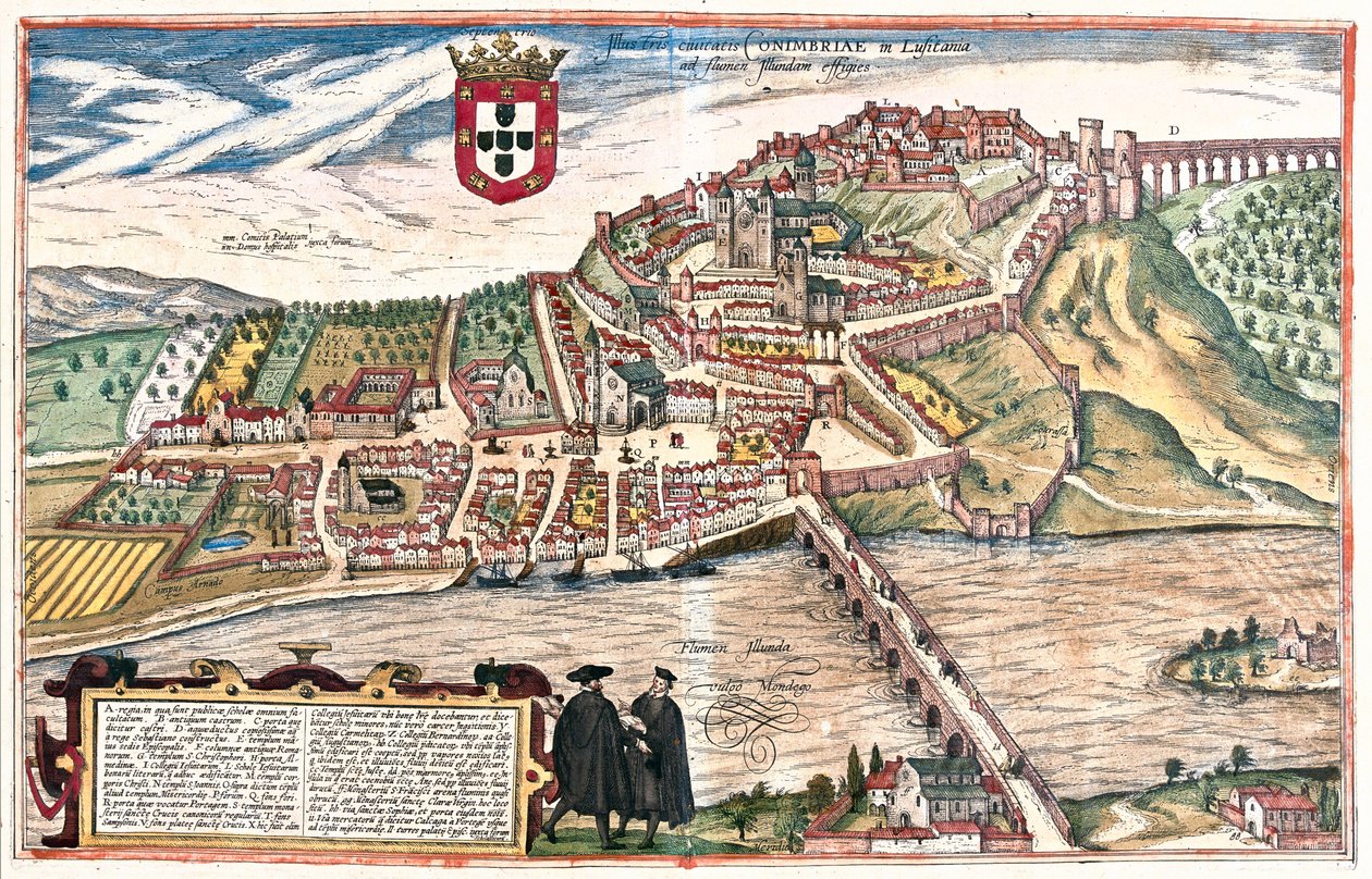 Coimbra, Portugal - dans "Civitates Orbis Terrarum" de Georg Braun, Cologne 1617 - Georg Braun