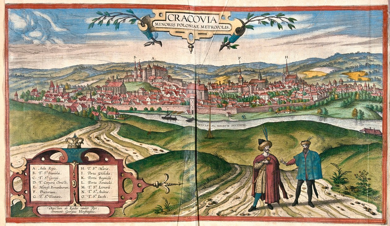 Cracovie, Pologne - dans "Civitates Orbis Terrarum" de Georg Braun, Cologne 1617 - Georg Braun