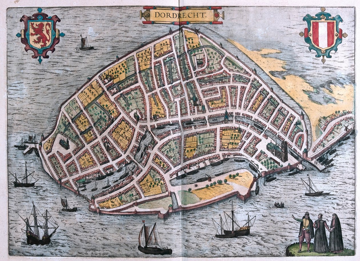 Dordrecht, Pays-Bas - dans "Civitates Orbis Terrarum" de Georg Braun, Cologne 1617 - Georg Braun