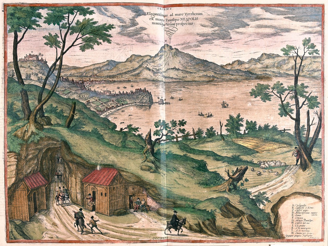 Golfe de Naples et Vésuve - dans "Civitates Orbis Terrarum" de Georg Braun, Cologne 1617 - Georg Braun