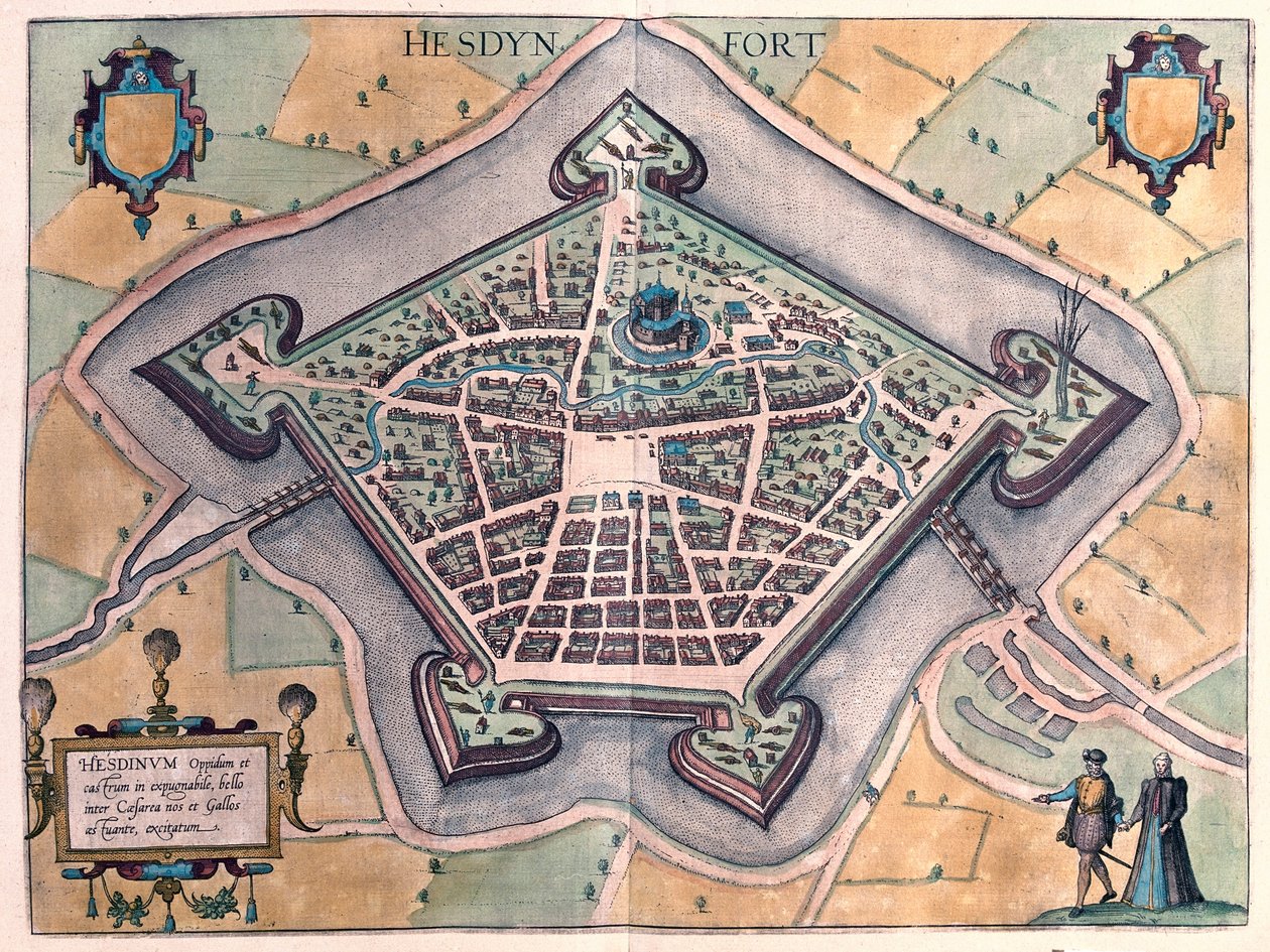 Hesdin, France - dans "Civitates Orbis Terrarum" de Georg Braun, Cologne 1617 - Georg Braun