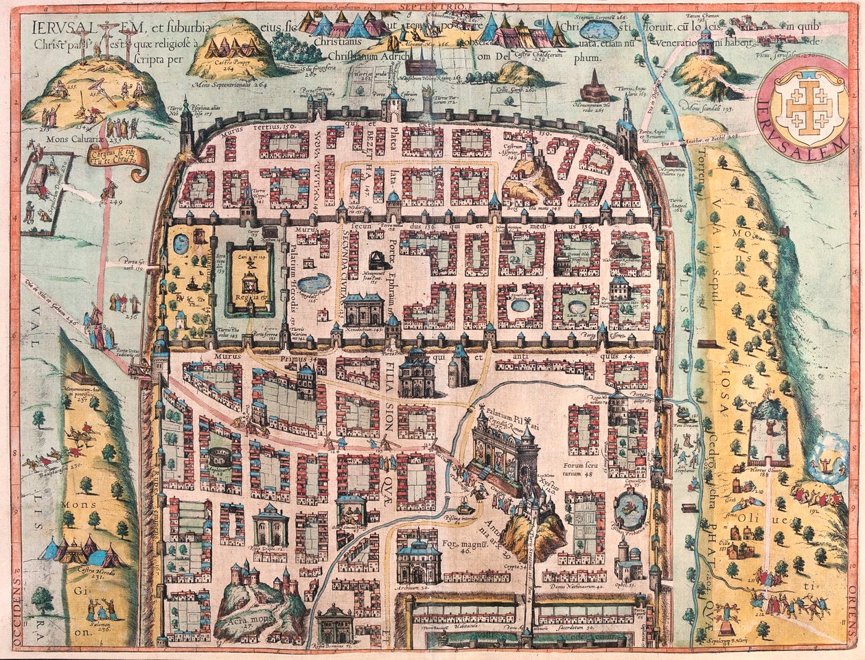 Jérusalem, Israël - dans "Civitates Orbis Terrarum" de Georg Braun, Cologne 1617 - Georg Braun