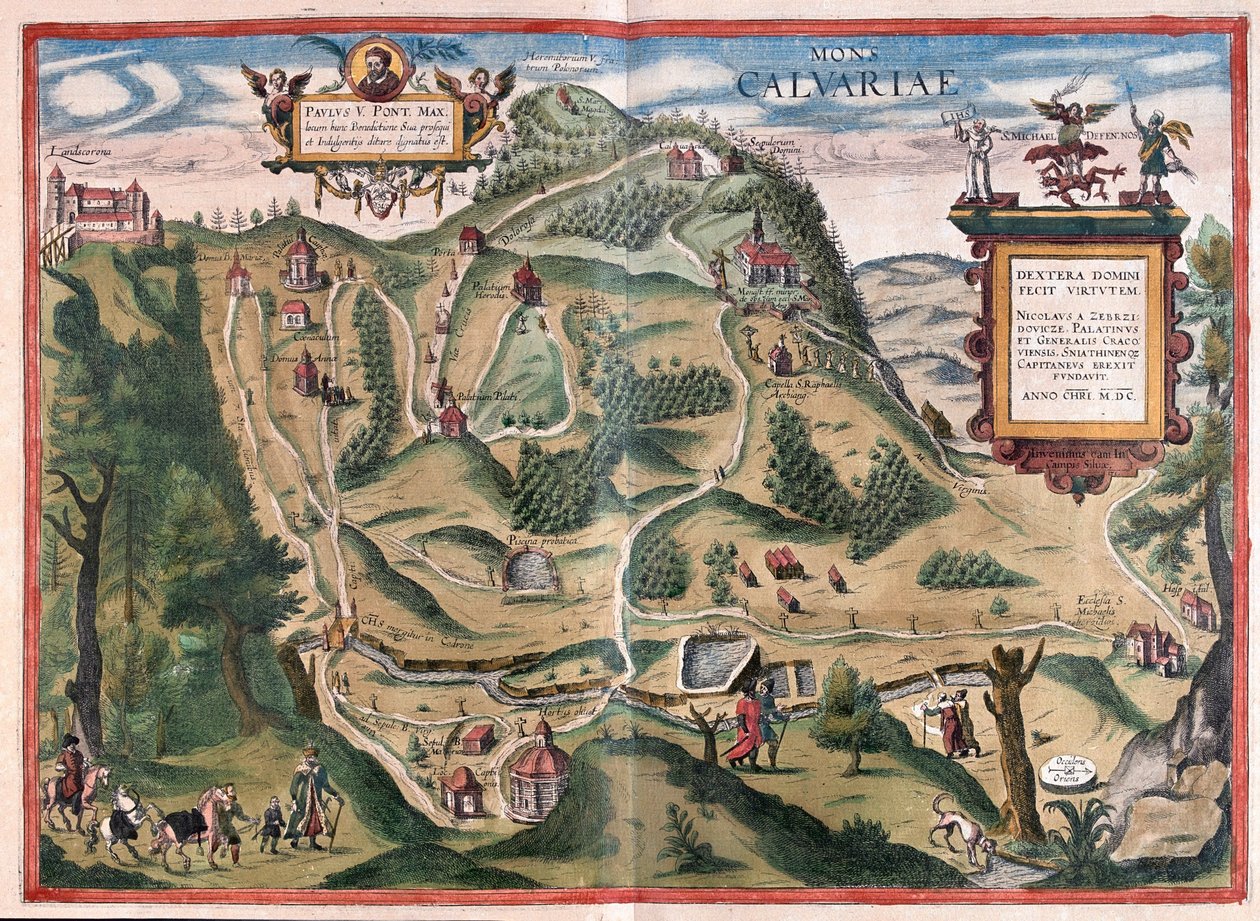 Kalwarya Zebrzydowka (sud-est de Cracovie), Pologne - dans "Civitates Orbis Terrarum" de Georg Braun, Cologne 1617 - Georg Braun