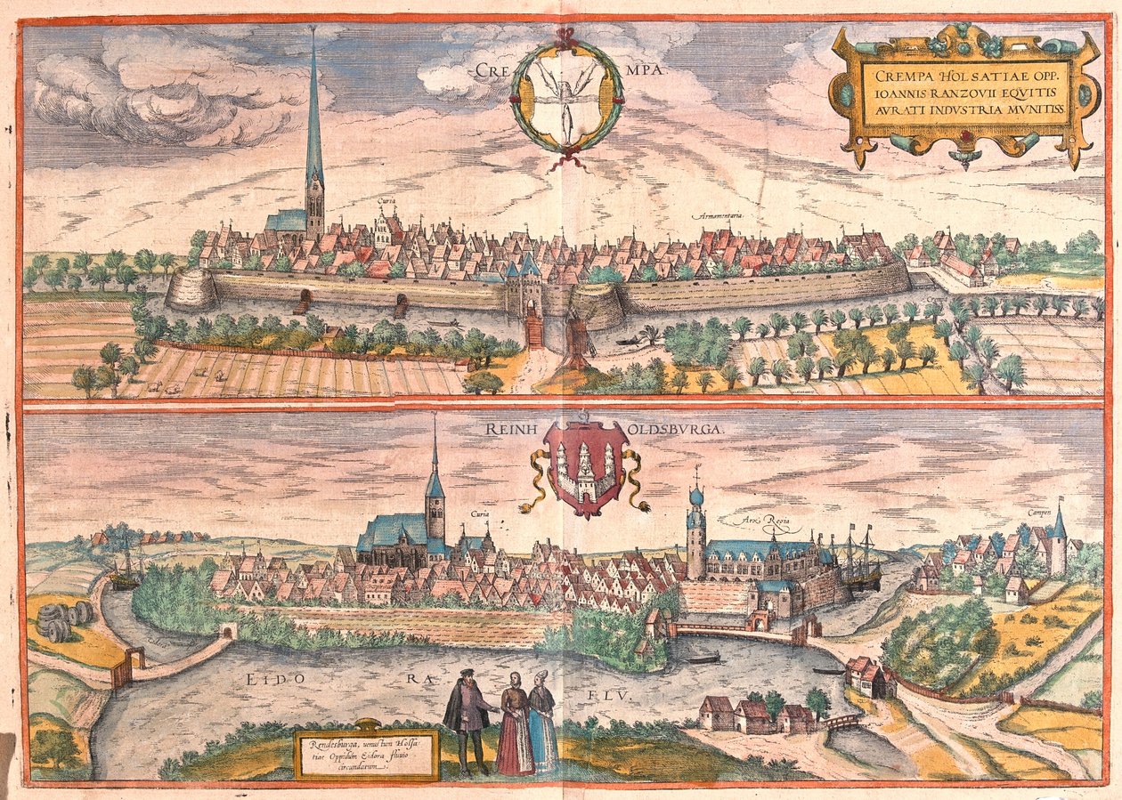Krempe, Rendsburg, Allemagne - dans "Civitates Orbis Terrarum" de Georg Braun, Cologne 1617 - Georg Braun