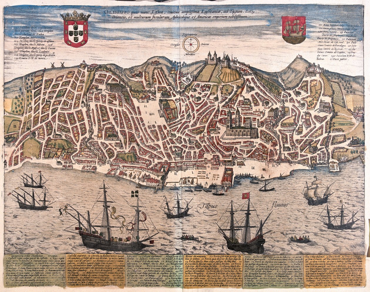 Lisbonne, Portugal - dans "Civitates Orbis Terrarum" de Georg Braun, Cologne 1617 - Georg Braun