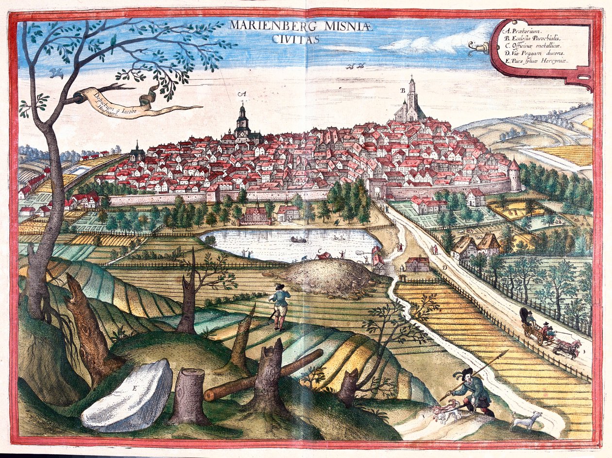 Marienberg, Allemagne - dans "Civitates Orbis Terrarum" de Georg Braun, Cologne 1617 - Georg Braun
