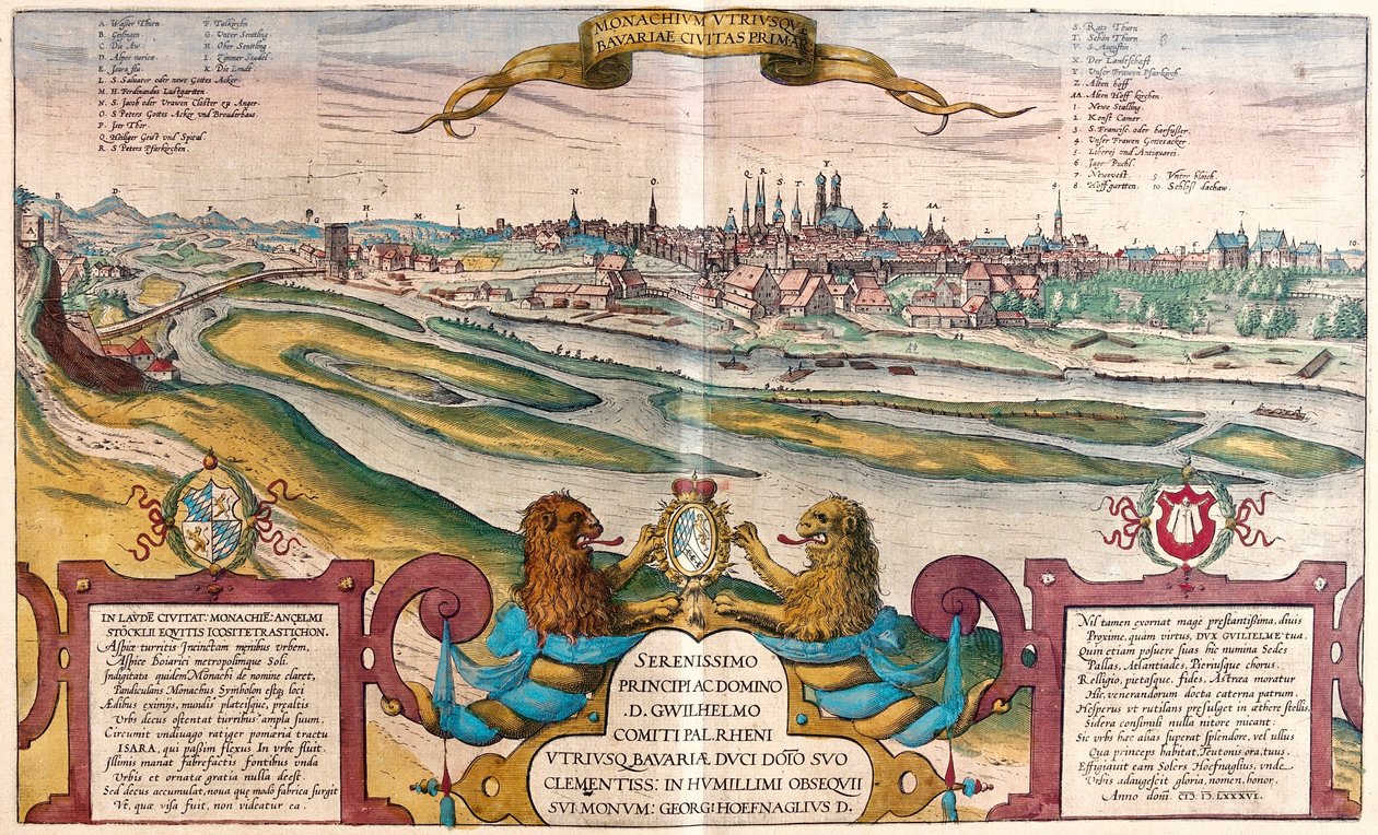 Munich, Allemagne - dans "Civitates Orbis Terrarum" de Georg Braun, Cologne 1617 - Georg Braun