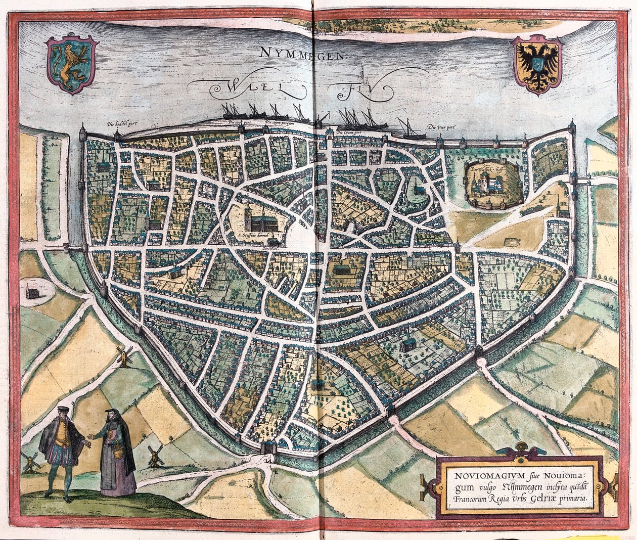 Nijmegen - Pays-Bas, dans "Civitates Orbis Terrarum" de Georg Braun, Cologne 1617 - Georg Braun