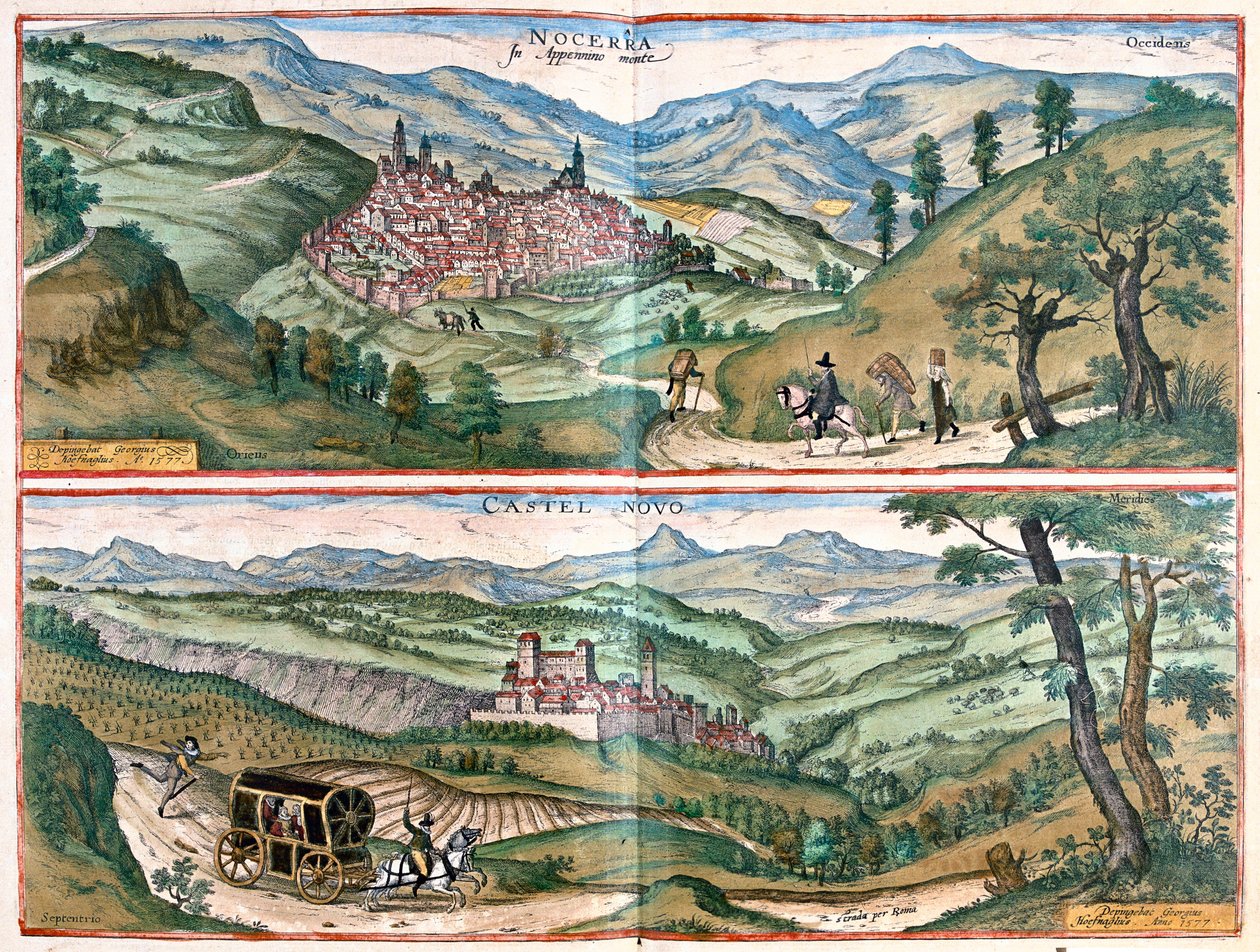 Nocera Umbra - Castelnuovo di Porto, Italie - dans "Civitates Orbis Terrarum" de Georg Braun, Cologne 1617 - Georg Braun