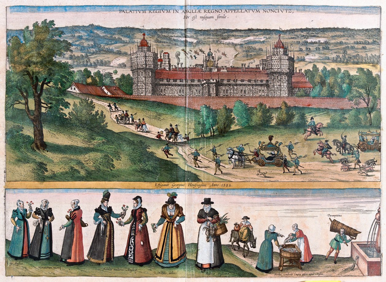 Nonsuch (Palais dans le Surrey), Angleterre - dans "Civitates Orbis Terrarum" par Georg Braun, Cologne 1617 - Georg Braun