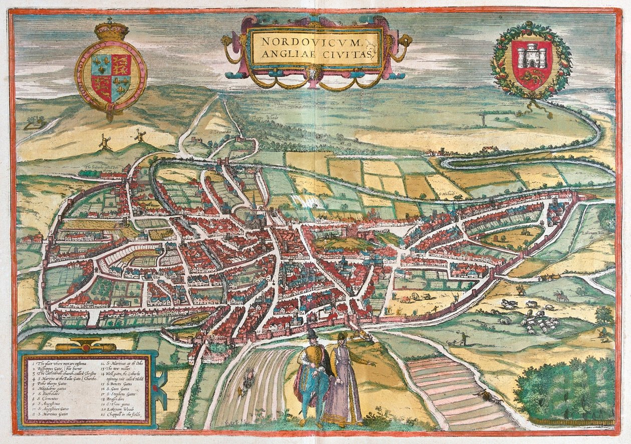 Norfolk - Grande-Bretagne, dans "Civitates Orbis Terrarum" de Georg Braun, Cologne 1617 - Georg Braun