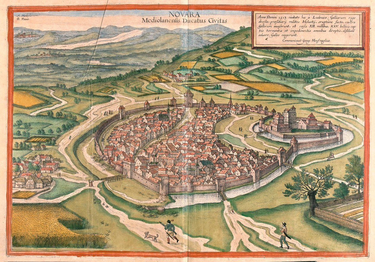 Novare, Italie - dans "Civitates Orbis Terrarum" de Georg Braun, Cologne 1617 - Georg Braun