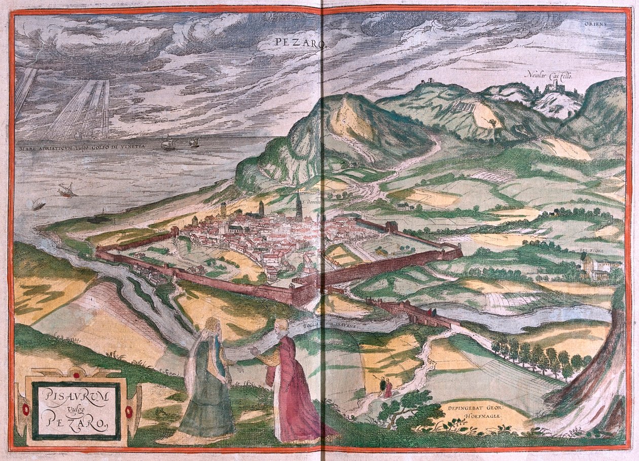 Pesaro, Italie - dans "Civitates Orbis Terrarum" de Georg Braun, Cologne 1617 - Georg Braun
