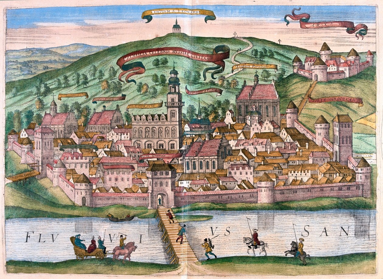 Przemysl, Pologne - dans "Civitates Orbis Terrarum" de Georg Braun, Cologne 1617 - Georg Braun