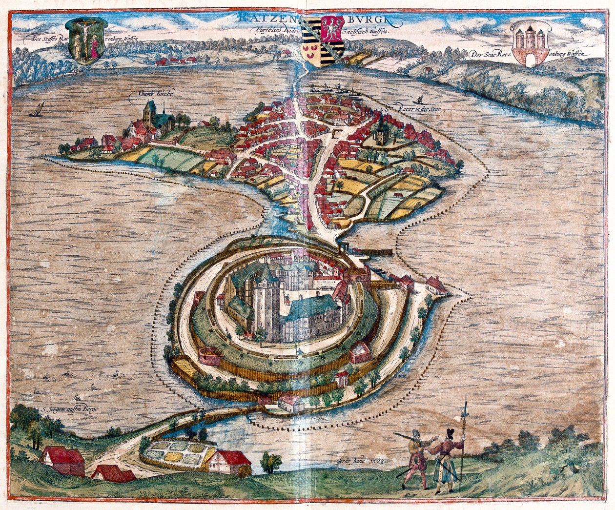 Ratzeburg, Allemagne - dans "Civitates Orbis Terrarum" de Georg Braun, Cologne 1617 - Georg Braun