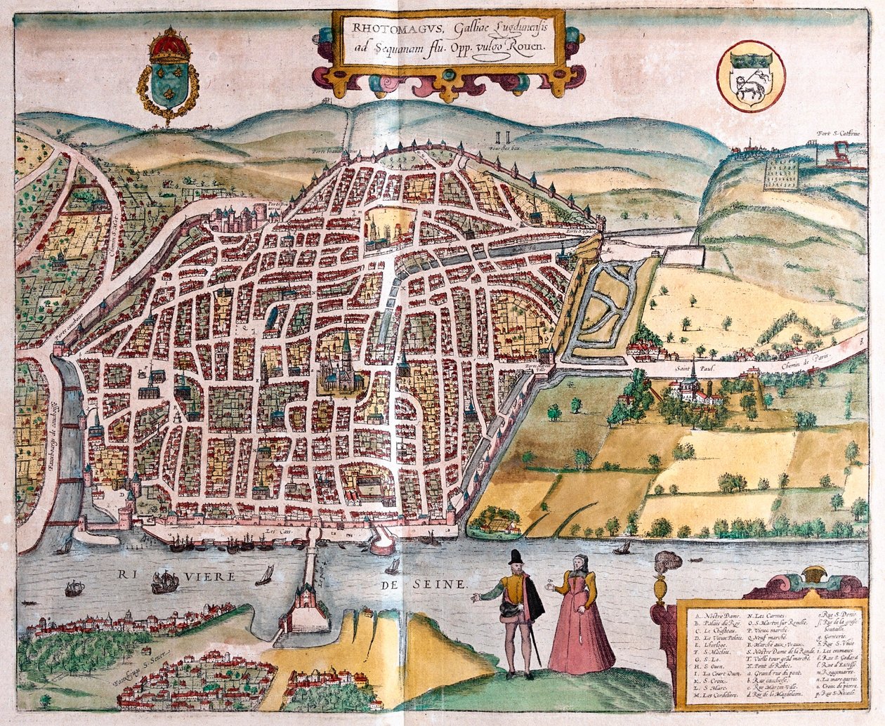 Rouen - France, dans "Civitates Orbis Terrarum" de Georg Braun, Cologne 1617 - Georg Braun