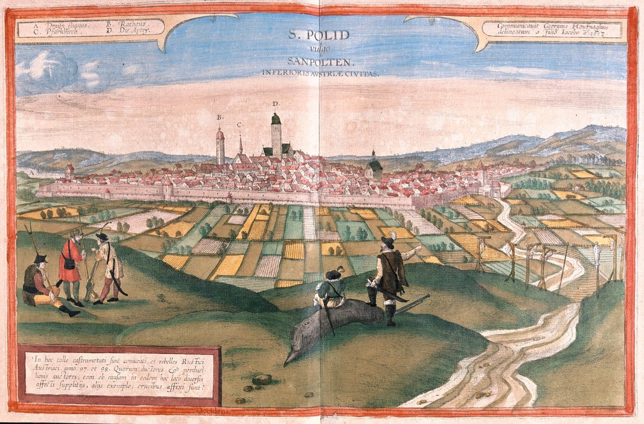 Sankt Polten, Autriche - dans "Civitates Orbis Terrarum" de Georg Braun, Cologne 1617 - Georg Braun