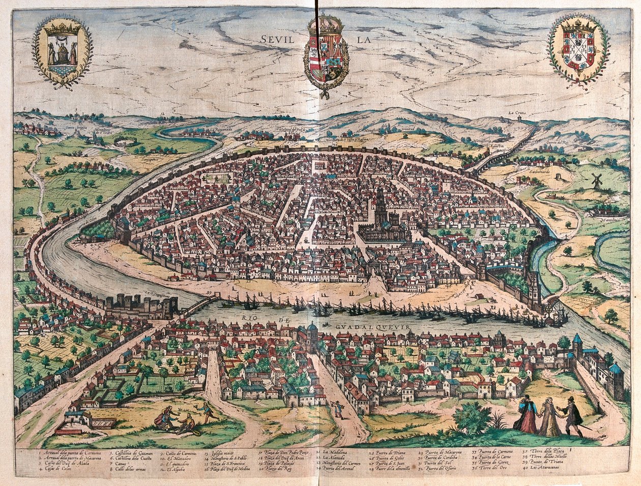 Séville, Espagne - dans "Civitates Orbis Terrarum" de Georg Braun, Cologne 1617 - Georg Braun