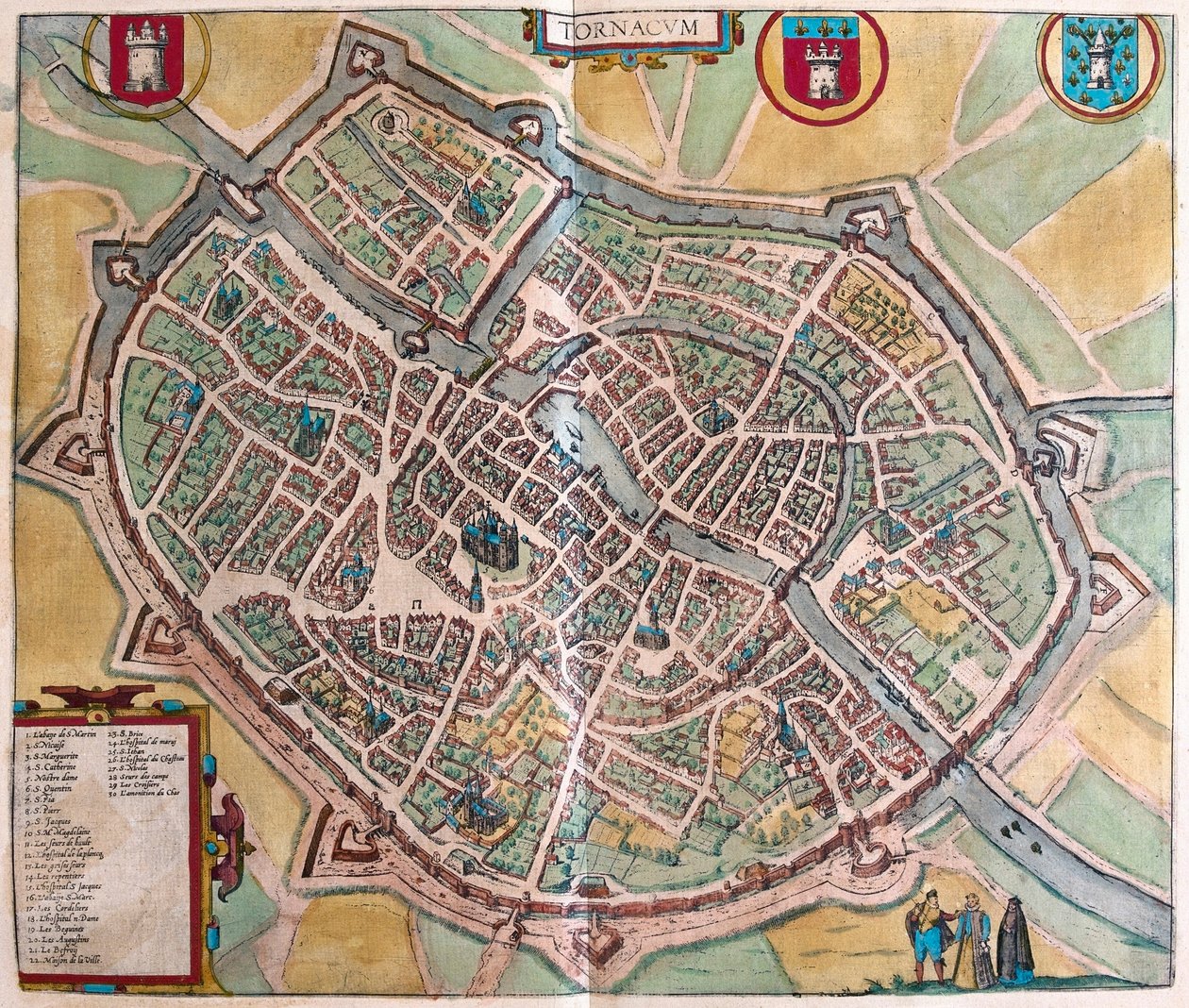 Turnai, Belgique - dans "Civitates Orbis Terrarum" de Georg Braun, Cologne 1617 - Georg Braun
