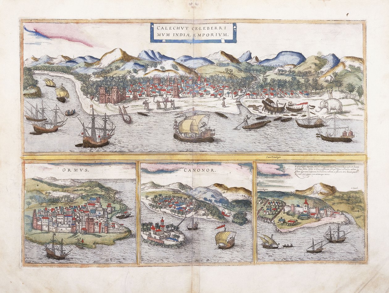 Vue de Calcutta, Inde, et en dessous des vues plus petites d