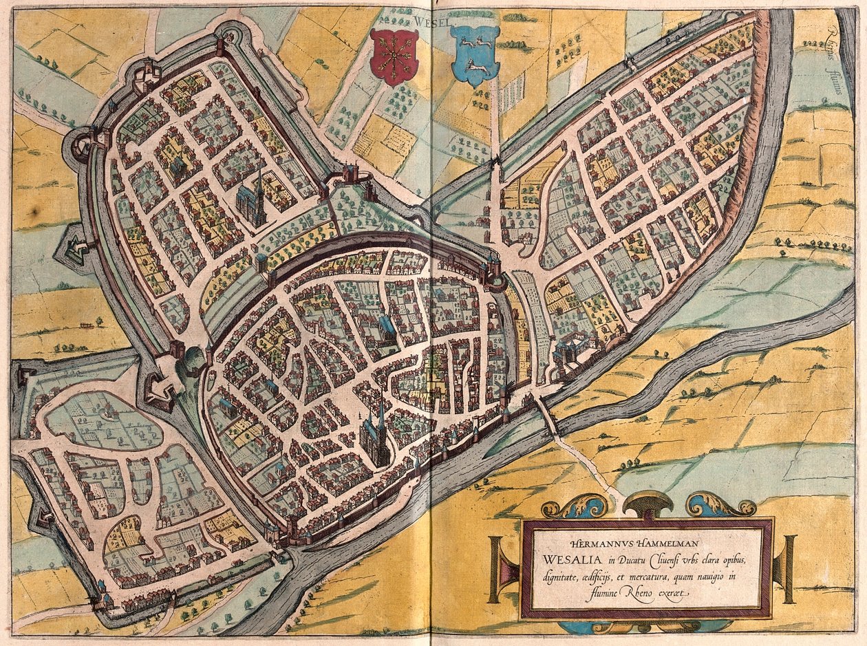 Wesel, en Rhénanie-du-Nord-Westphalie, Allemagne - dans "Civitates Orbis Terrarum" de Georg Braun, Cologne 1617 - Georg Braun