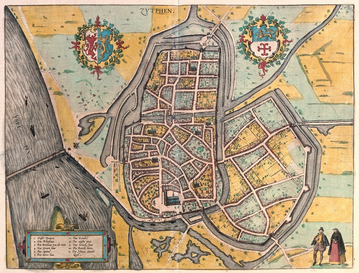 Zutphen, Pays-Bas - dans "Civitates Orbis Terrarum" de Georg Braun, Cologne 1617 - Georg Braun