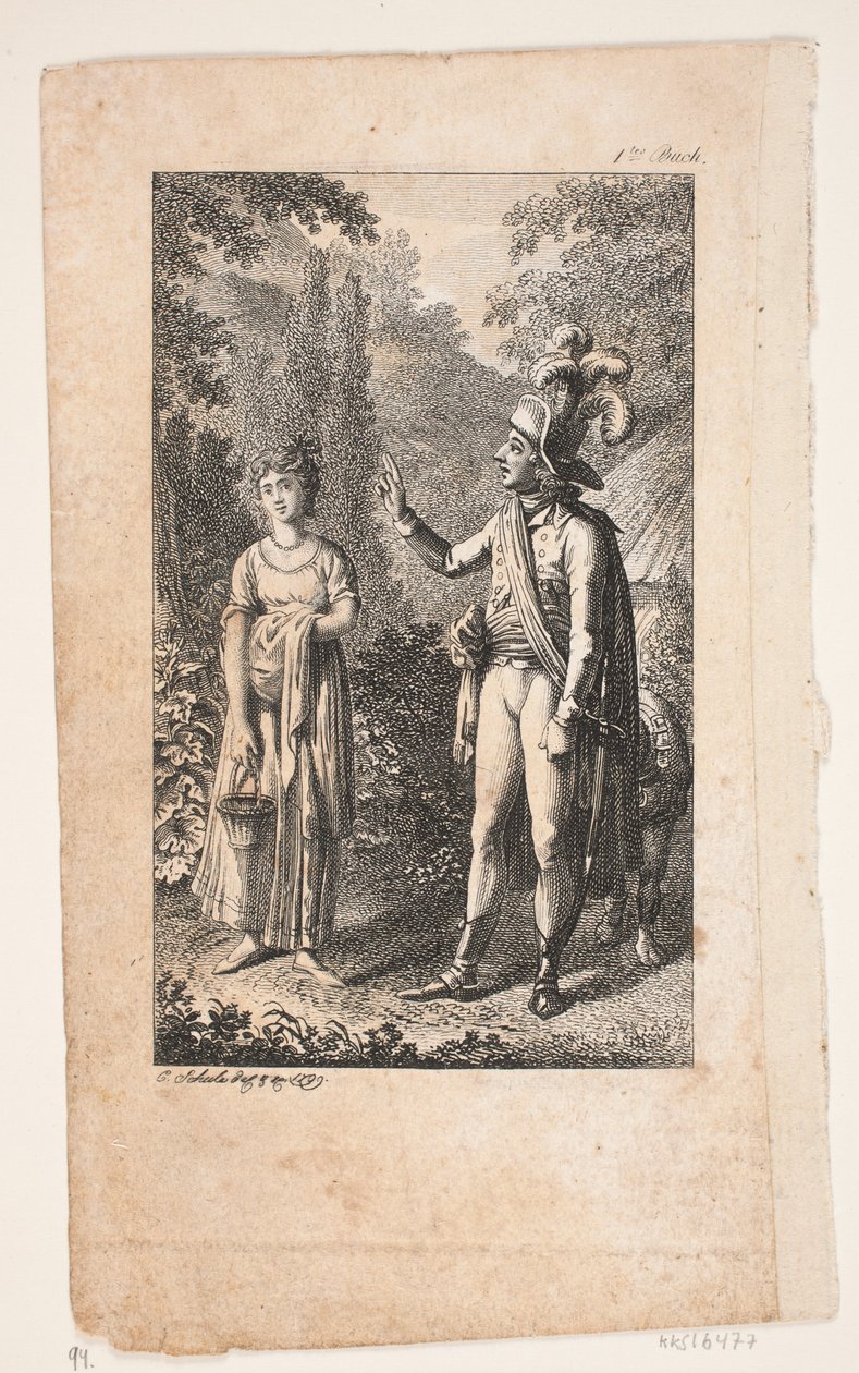 Illustration avec homme et femme dans un paysage - Georg Christian Schule