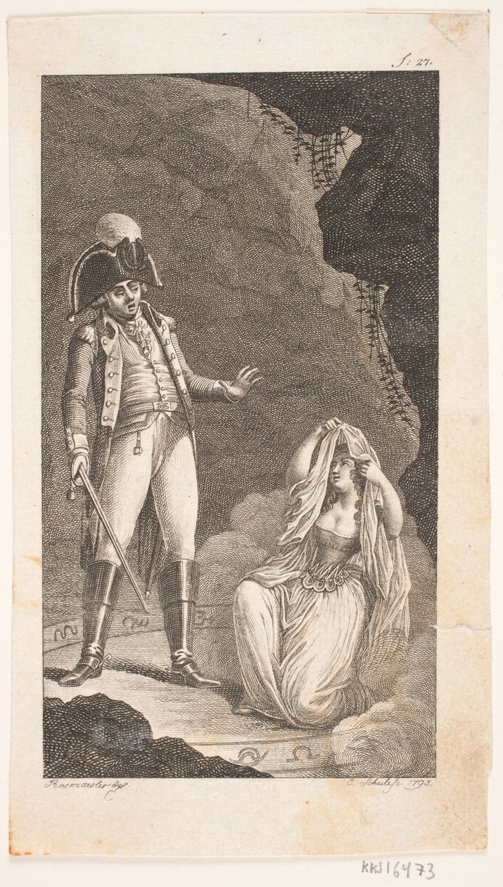 Illustration avec officier et dame agenouillée - Georg Christian Schule