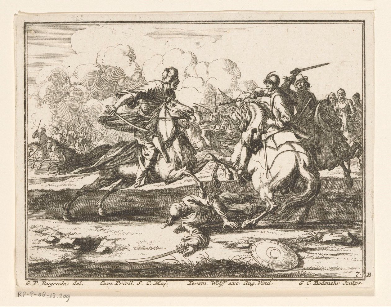 Combat de cavaliers contre les Ottomans - Georg Conrad Bodenehr