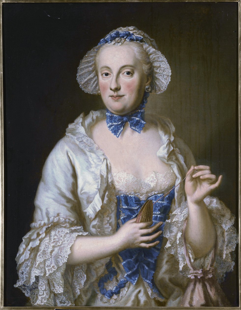 French: Marie-Anne-Sophie de Saxe, princesse électrice de Bavière (1728-1797) Portrait of Maria Anna Sophia of Saxony, Electress of Bavaria (1728-1797) - Georg Desmarees