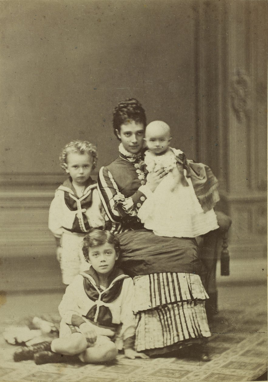 Grande Duchesse Maria Fyodorovna avec enfants, Nicholas Alexandrovich, George - Georg Emil Hansen
